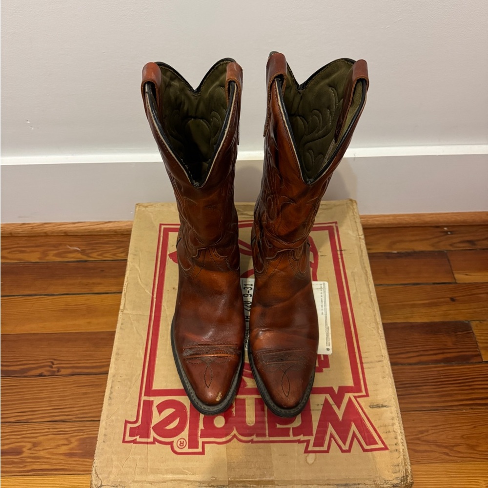 Wrangler women's Rich Brown Leather Cowboy Boots